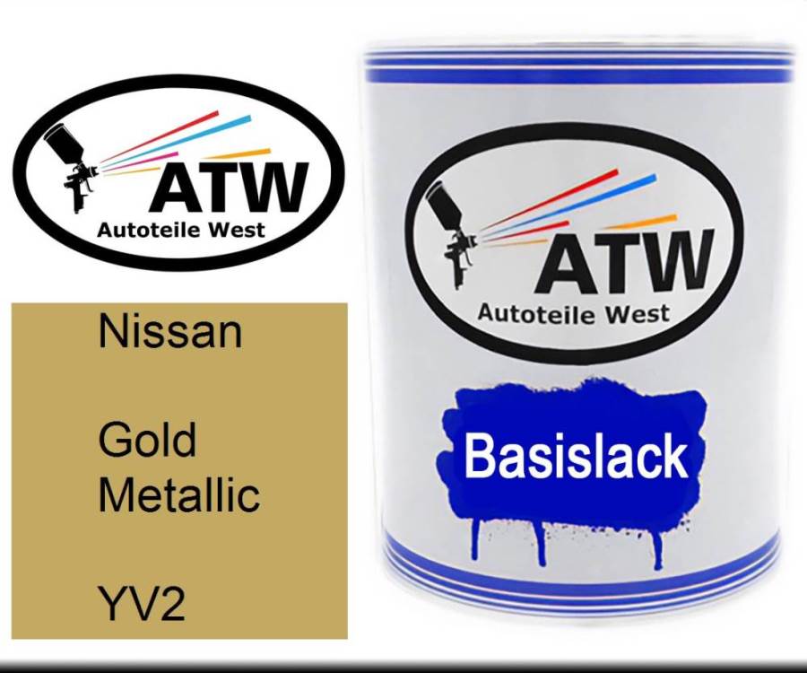 Nissan, Gold Metallic, YV2: 1L Lackdose, von ATW Autoteile West.